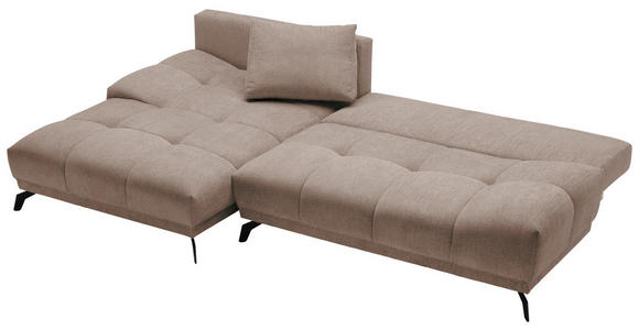 ECKSOFA in Chenille Hellbraun  - Hellbraun/Schwarz, MODERN, Textil/Metall (182/290cm) - Hom`in