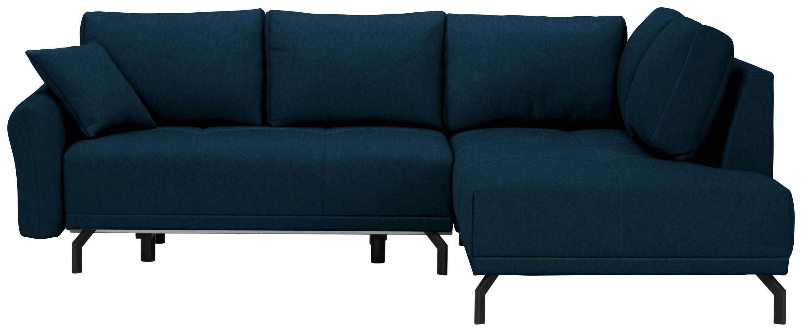 ECKSOFA Dunkelblau Samt  - Schwarz/Dunkelblau, Design, Textil/Metall (250/191cm) - Carryhome