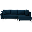 ECKSOFA in Samt Dunkelblau  - Schwarz/Dunkelblau, Design, Textil/Metall (250/191cm) - Carryhome