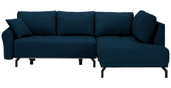 ECKSOFA Dunkelblau Samt - Schwarz/Dunkelblau, Design, Textil/Metall (250/191cm) - Carryhome