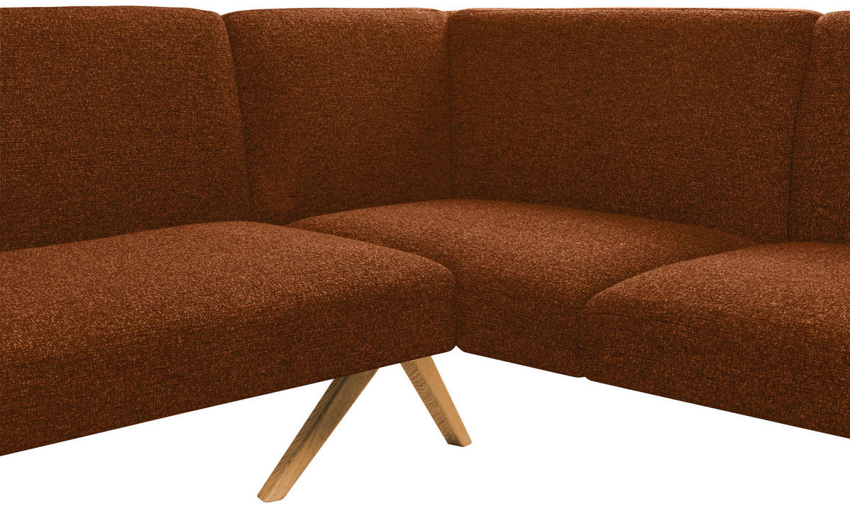 ECKBANK 238/172 cm Webstoff Haselnussfarben Eiche vollmassiv   - Eichefarben/Haselnussfarben, KONVENTIONELL, Holz/Textil (238/172cm) - Linea Natura