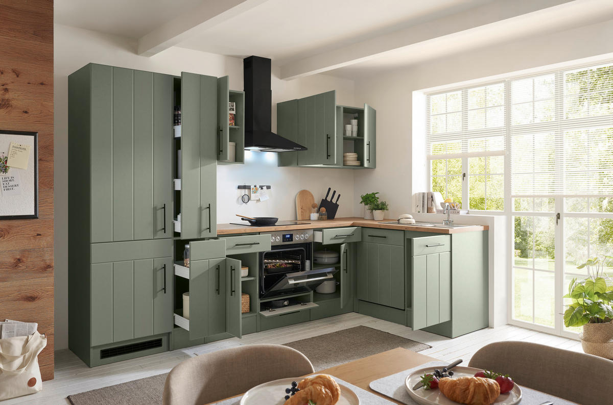 ECKKÜCHE 310/172 cm  in Wildeiche, Schilfgrün  - Schilfgrün/Wildeiche, Trend, Holzwerkstoff (310/172cm) - Respekta