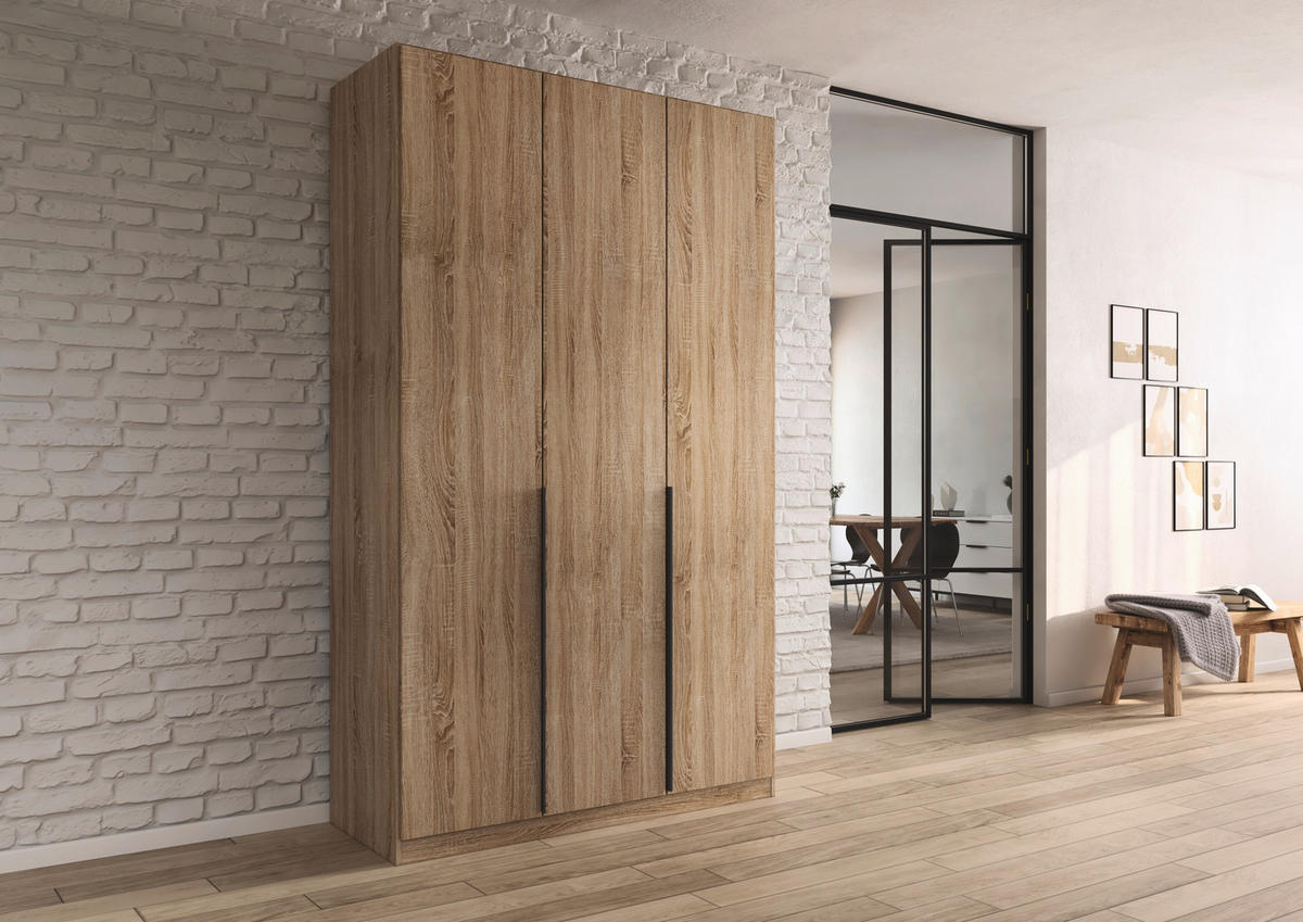 DREHTÜRENSCHRANK Sonoma Eiche  - Grau/Sonoma Eiche, Modern, Holzwerkstoff (136/229/54cm) - Rauch Möbel