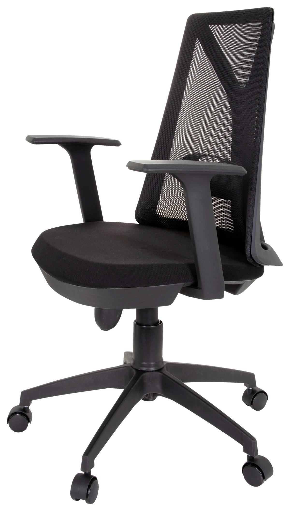 OTOČNÁ ŽIDLE, síťovina, plochá tkanina, černá - černá, Basics, textil/plast (64/100/60cm) - MID.YOU
