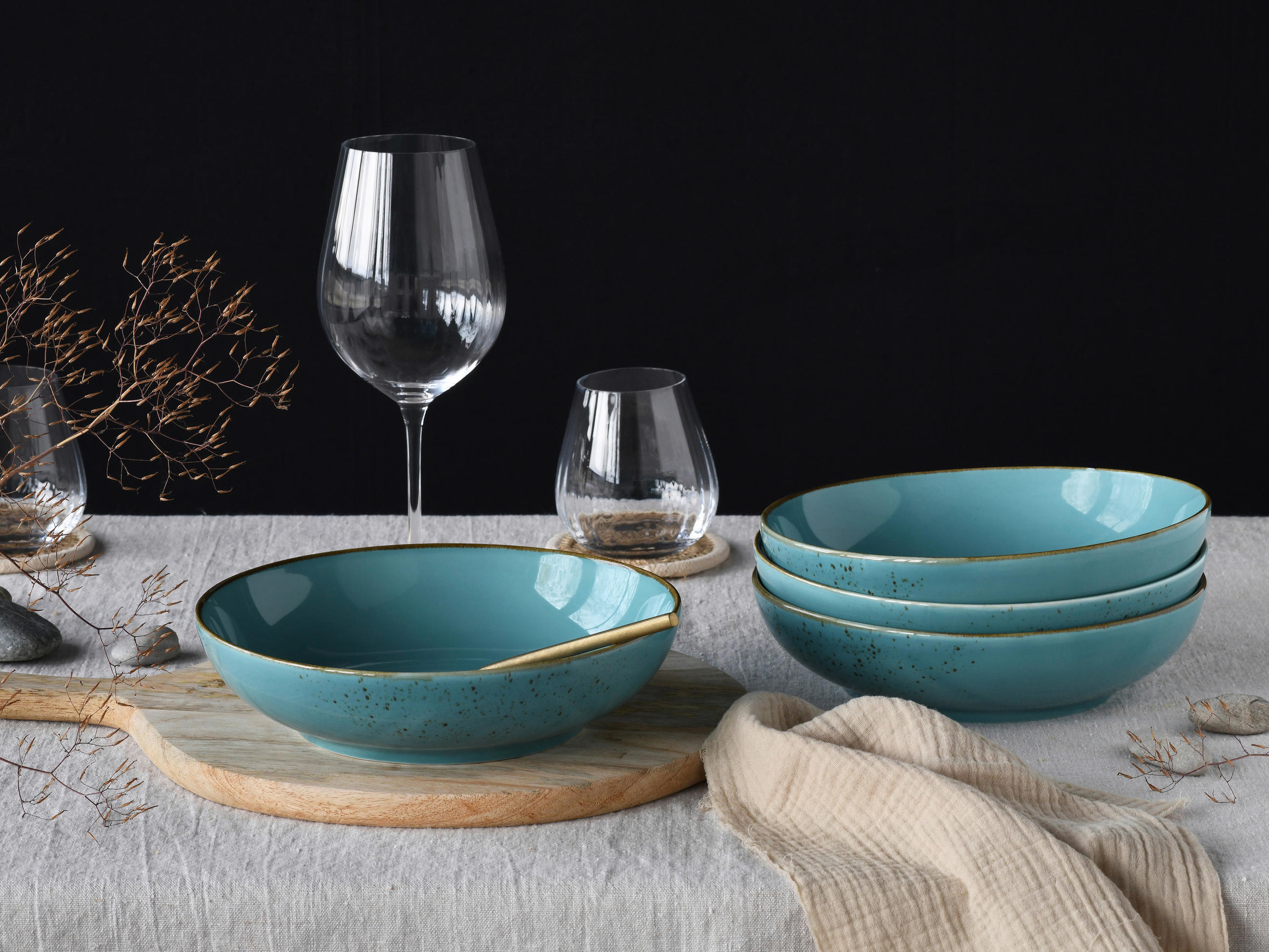 SCHÜSSELSET Nature Collection 4-teilig  - Blau, Design, Keramik - Creatable