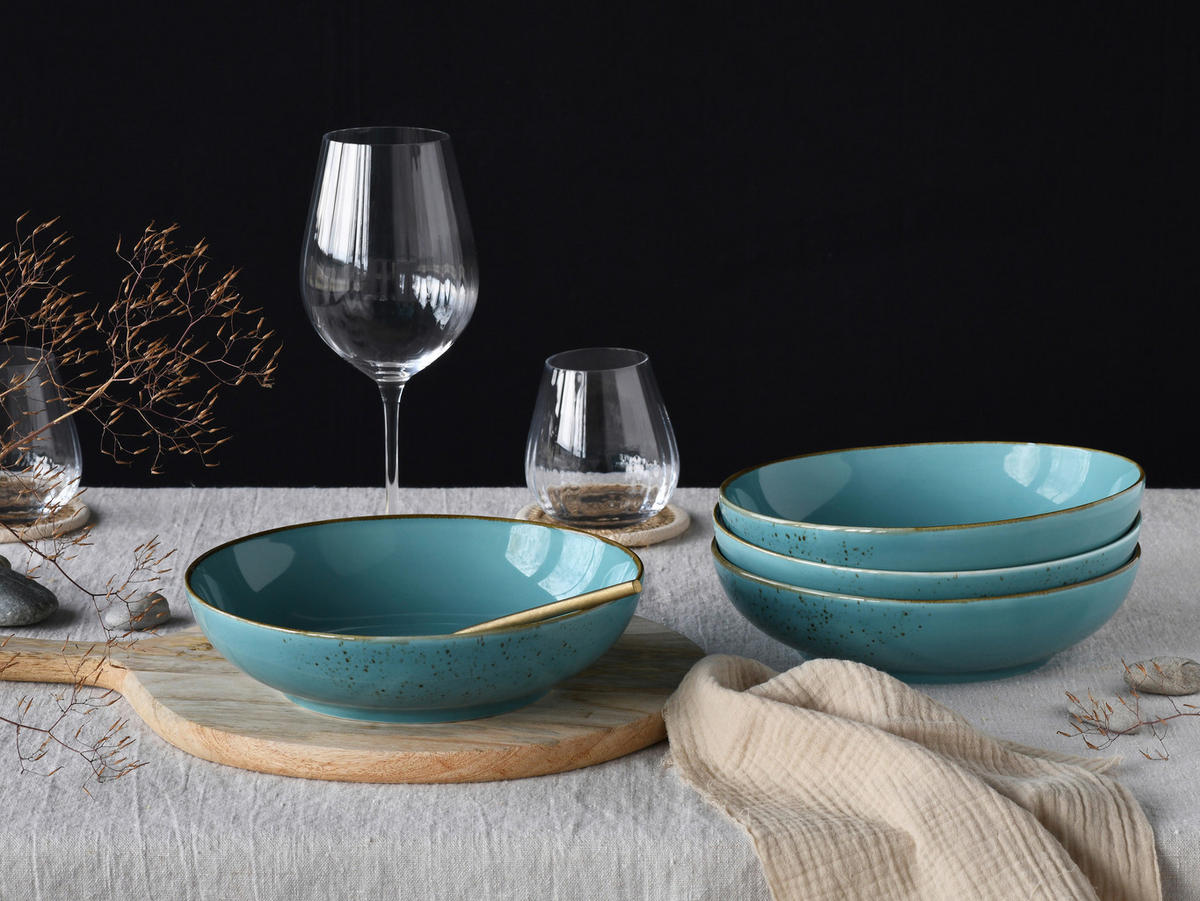 SCHÜSSELSET Nature Collection 4-teilig  - Blau, Design, Keramik - Creatable