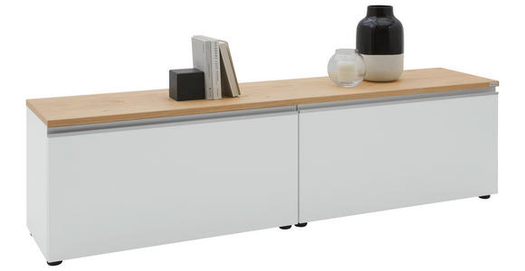 LOWBOARD  180/46/41 cm  erweiterbar, Typenauswahl, Beimöbel erhältlich, umfangreiches Zubehör erhältlich, stehend, hängend  - Eichefarben/Silberfarben, Design, Holzwerkstoff/Kunststoff (180/46/41cm) - Dieter Knoll