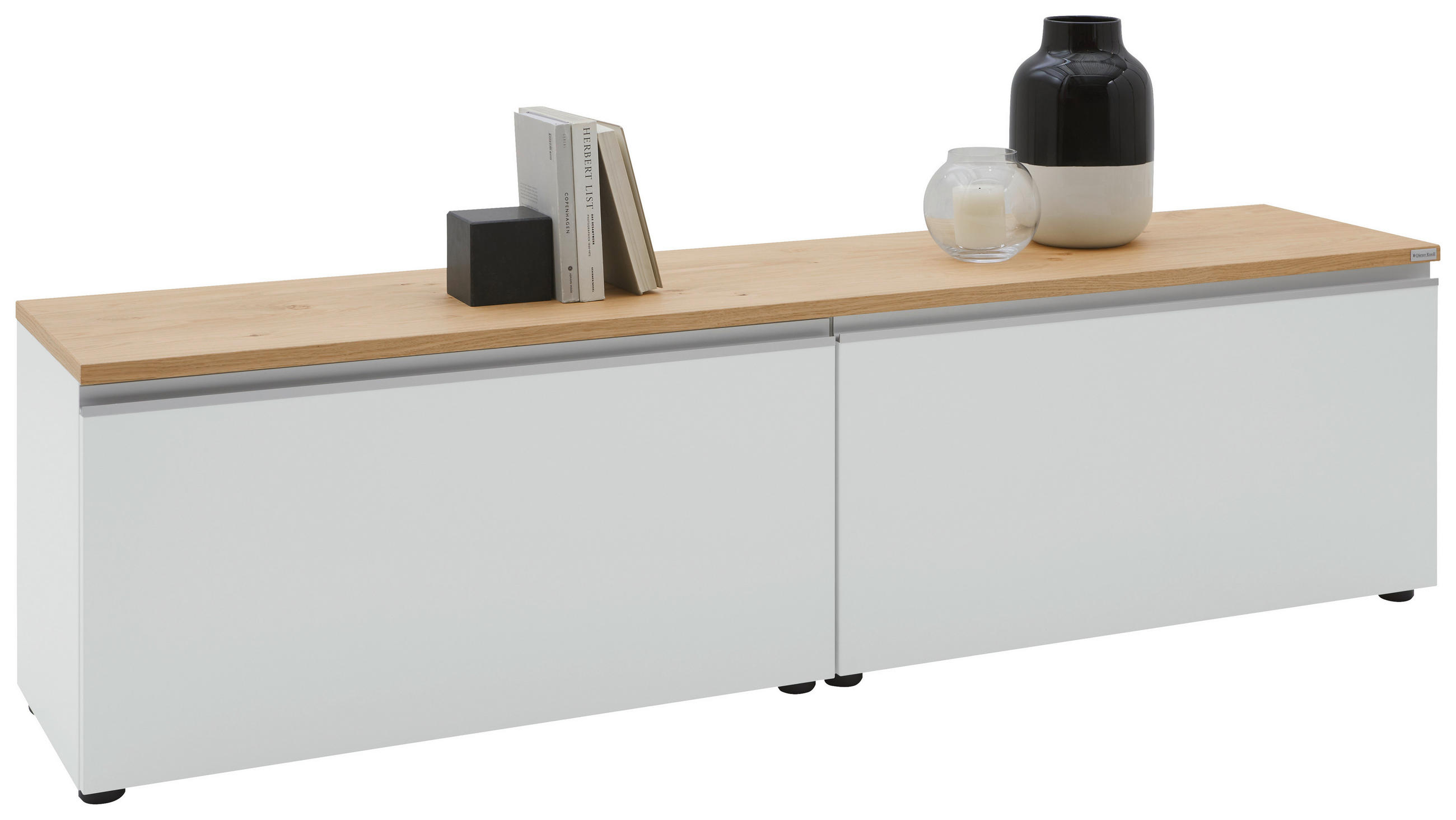 Dieter Knoll Lowboard Silber, Weiß, Eiche 180x46x41 cm