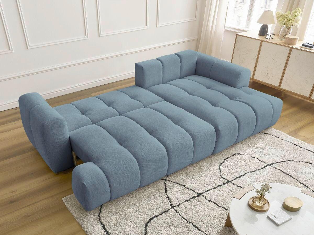 ECKSCHLAFSOFA FUJI Leinenoptik Hellblau  inkl.  - Schwarz/Hellblau, MODERN, Kunststoff/Textil (292/160cm)