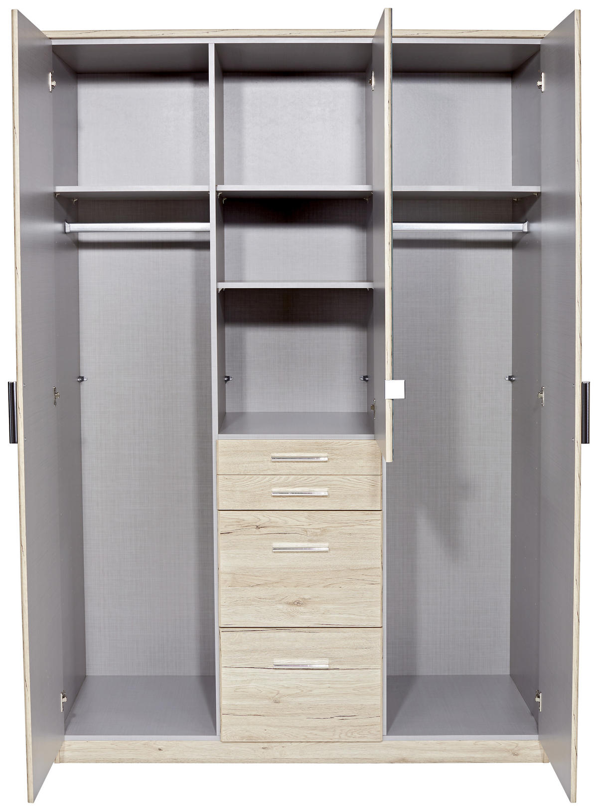 KLEIDERSCHRANK in Weiss  - Weiss/Alufarben, Konventionell, Holzwerkstoff/Kunststoff (135/198/58cm) - MID.YOU