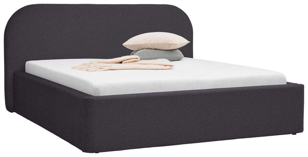 POLSTERBETT Bettkasten, Lattenroste 160/200 cm  in Anthrazit  - Anthrazit/Schwarz, Design, Holz/Textil (160/200cm) - Boxxx