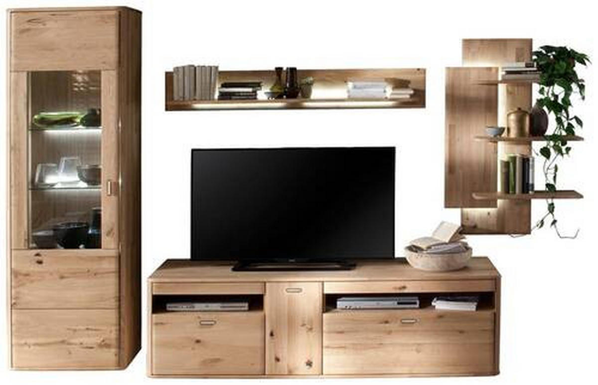 WOHNWAND  in Eichefarben 310/208/50 cm  - Eichefarben, Design, Glas/Holz (310/208/50cm) - Livetastic
