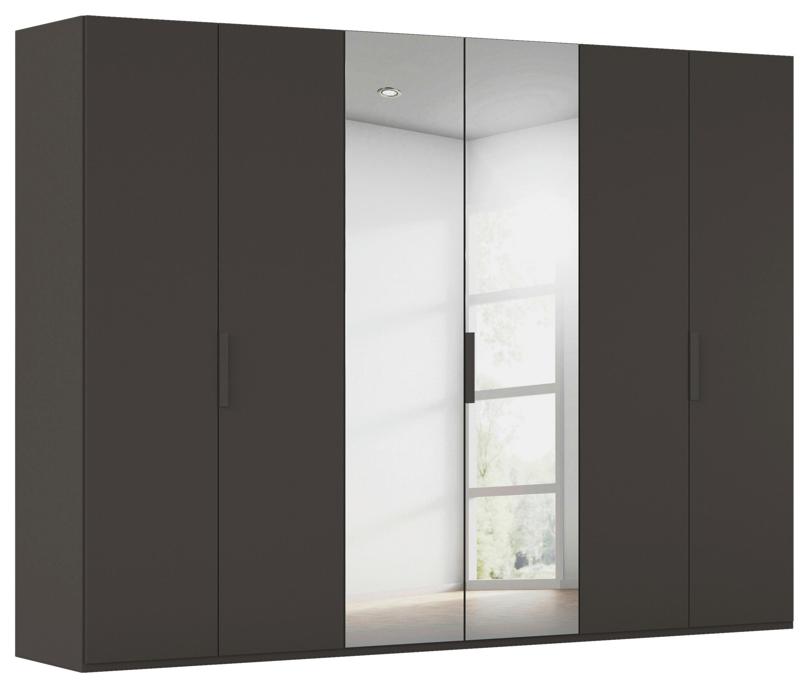 DREHTÜRENSCHRANK 301/223/61 cm,  in Graphitfarben, 6-türig  - Graphitfarben, Basics, Glas/Holzwerkstoff (301/223/61cm) - Novel