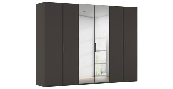 DREHTÜRENSCHRANK 301/235/61 cm,  in Graphitfarben, 6-türig  - Graphitfarben, Basics, Glas/Holzwerkstoff (301/235/61cm) - Novel