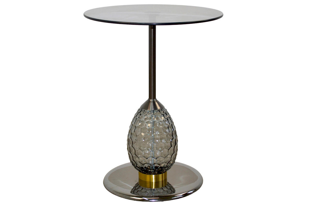 BEISTELLTISCH 45/45/60 cm Schwarz, Chromfarben rund  - Chromfarben/Titanfarben, Design, Glas/Metall (45/45/60cm) - MID.YOU