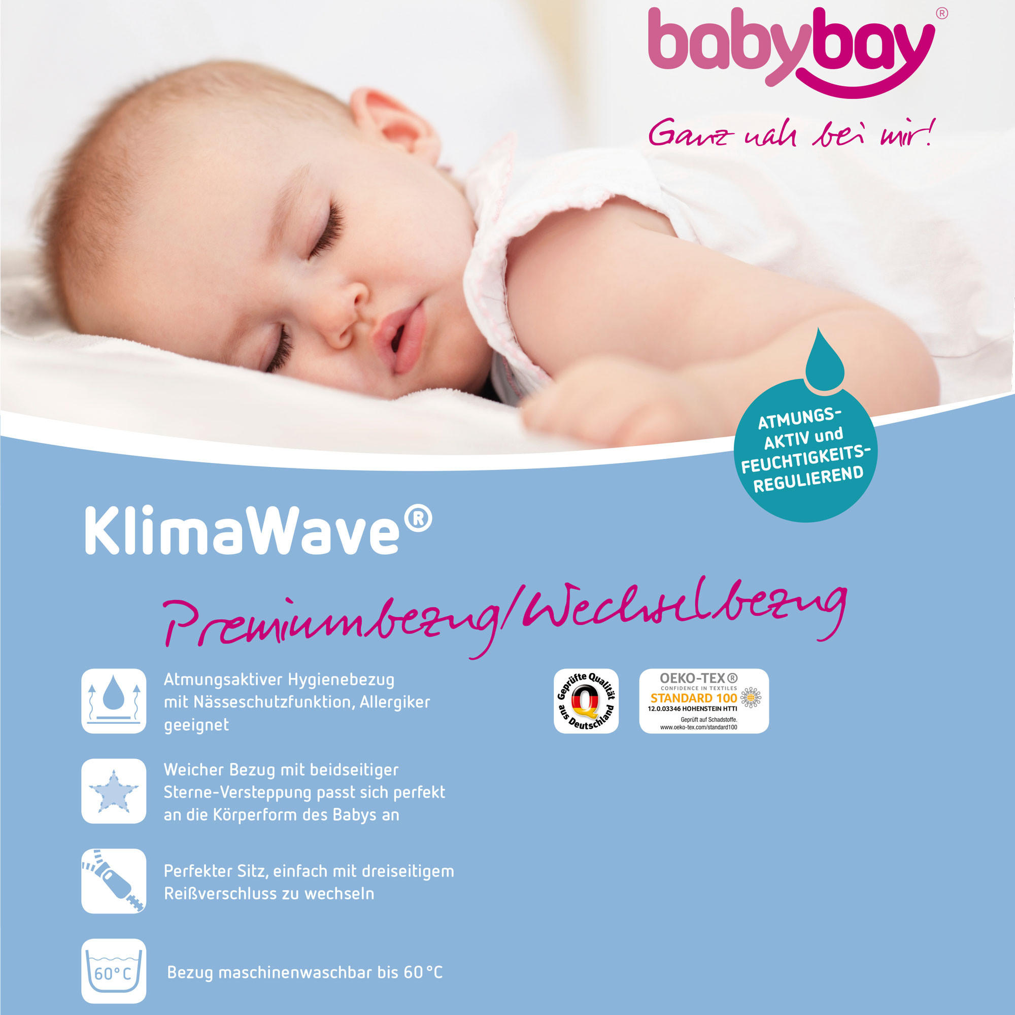 Komfortbezug Klima Wave - Weiß, Basics, Textil (89/6/49,5cm) - Babybay
