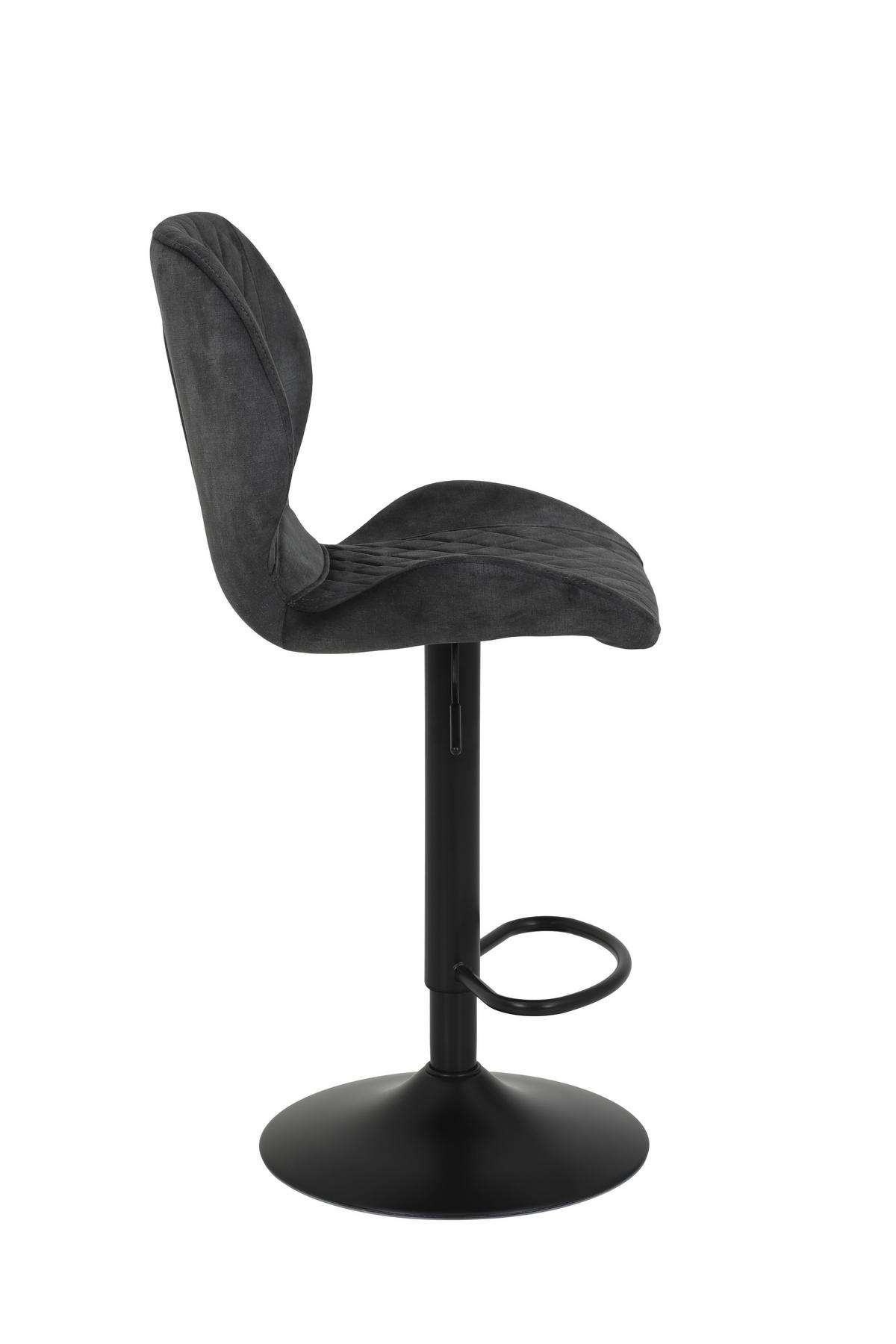 BARHOCKER Samt, Velours Anthrazit Stahl Typenauswahl, Sitzfläche 360° drehbar, abwischbar  - Anthrazit/Schwarz, MODERN, Textil/Metall (42/96-117/51cm) - MID.YOU