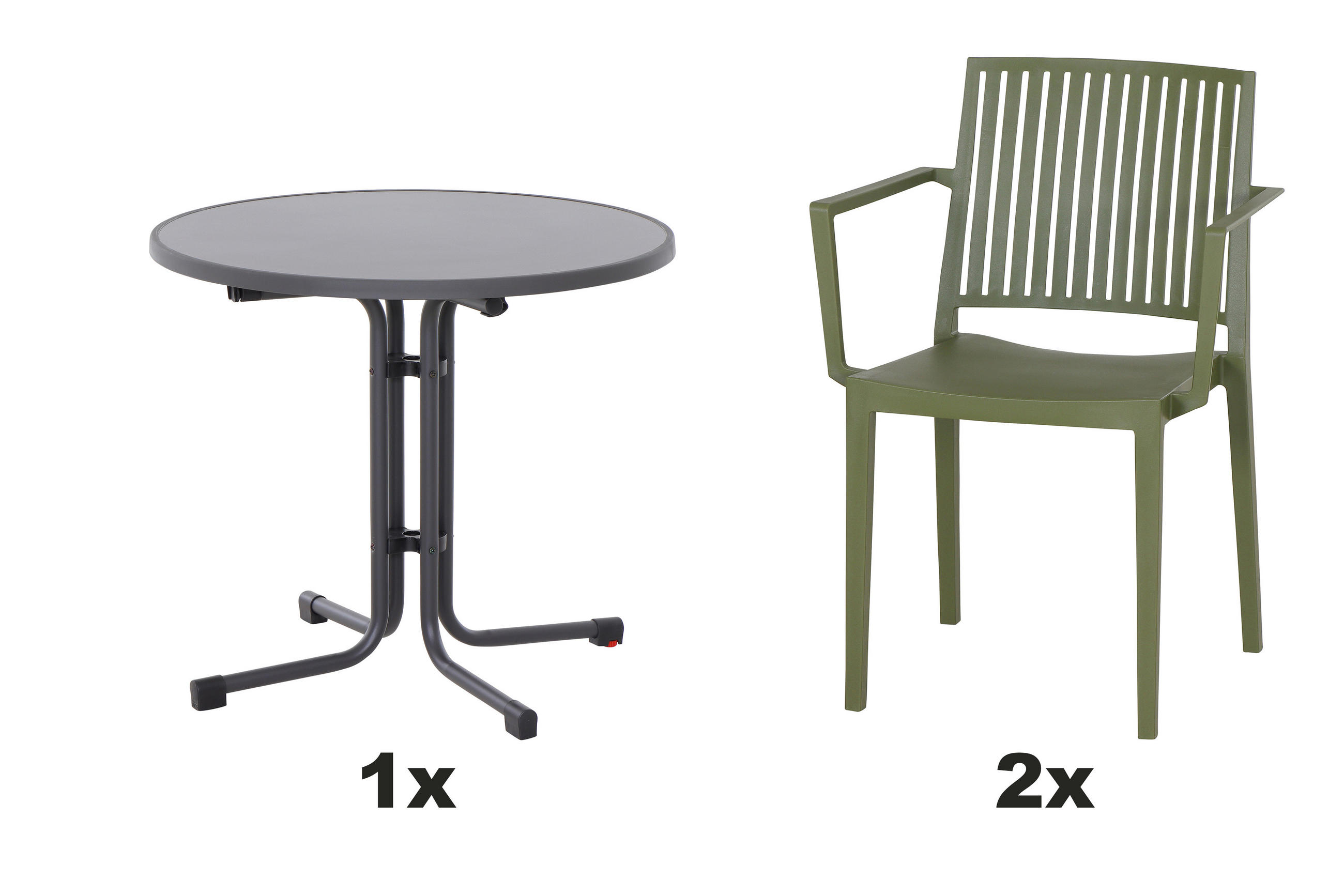 GARTENGARNITUR 3-teilig Stahl  - Grün, Basics, Kunststoff/Metall (80/80/80cm) - Siena Garden