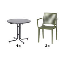 GARTENGARNITUR 3-teilig Stahl  - Grün, Basics, Kunststoff/Metall (80/80/80cm) - Siena Garden