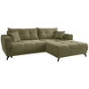 ECKSOFA in Cord Olivgrün  - Schwarz/Olivgrün, Modern, Holz/Textil (246/177cm) - MID.YOU