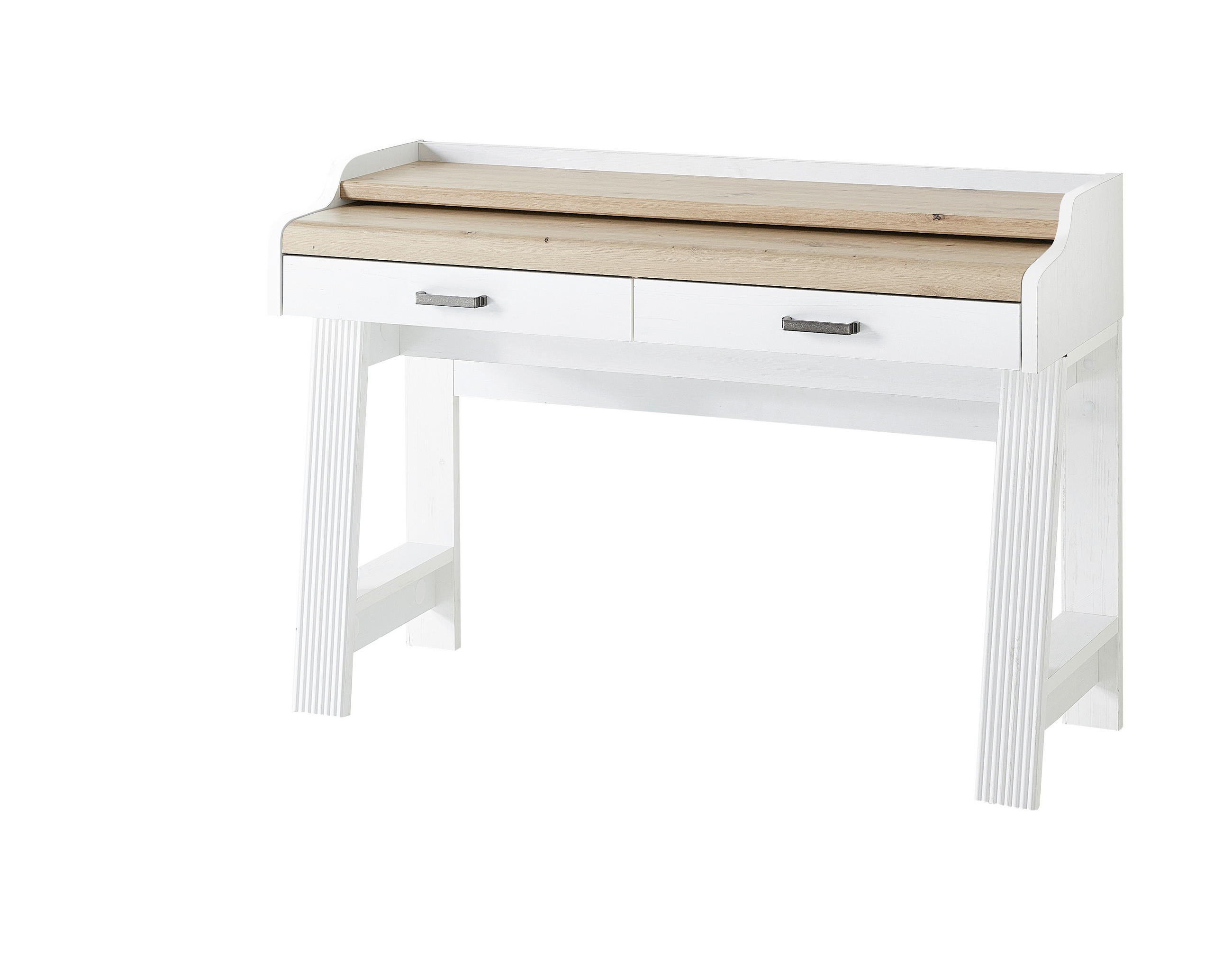 Birou Secretar in alb, stejar Artisan  - alb/stejar Artisan, Modern, metal/material pe bază de lemn (120/84/53cm)