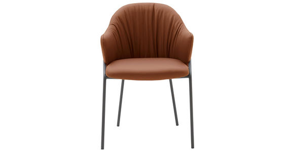 ARMLEHNSTUHL  in Echtleder pigmentiert  - Cognac/Anthrazit, Design, Leder (55/84/55cm) - Belluti