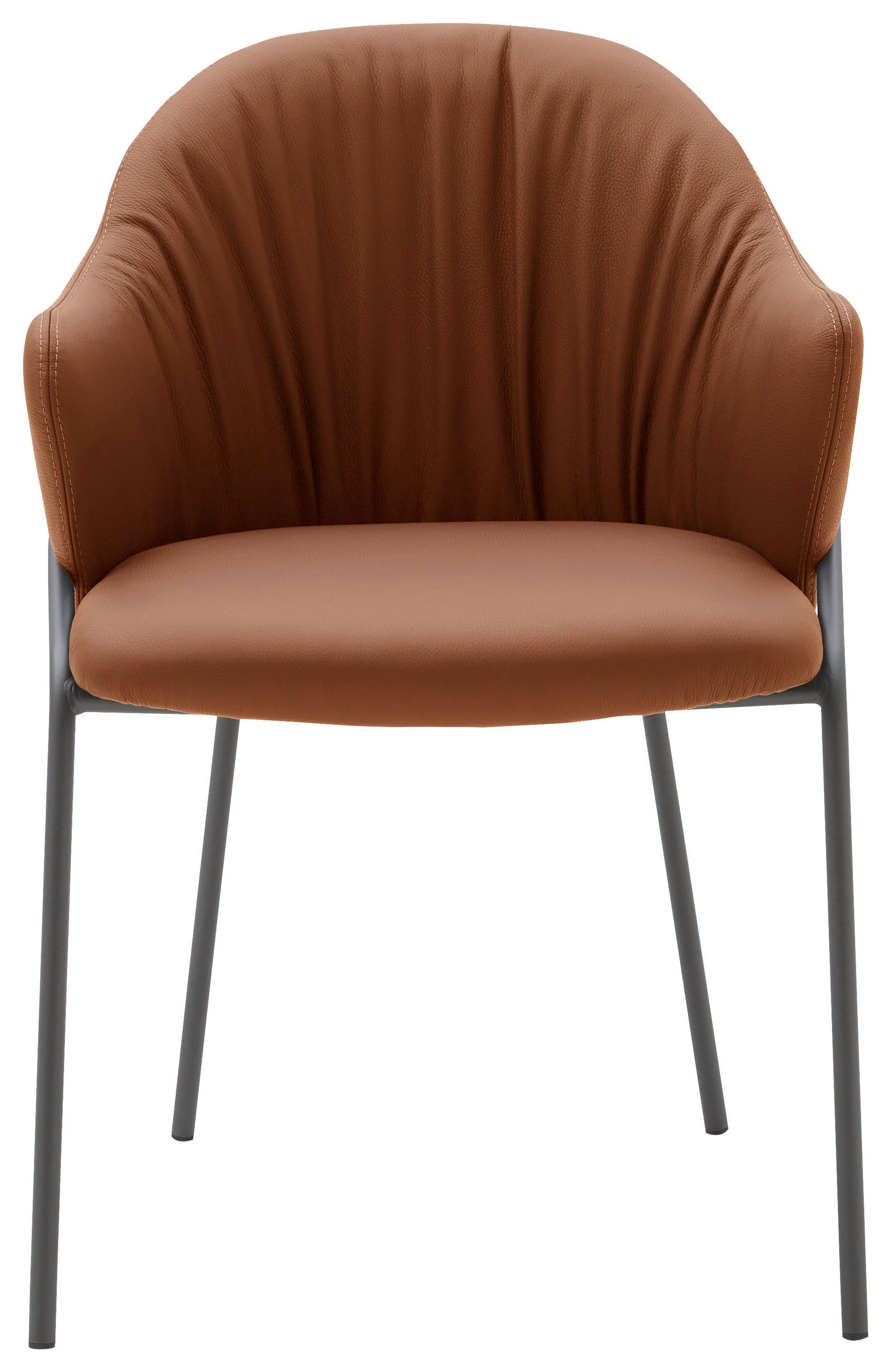 ARMLEHNSTUHL  in Echtleder pigmentiert  - Cognac/Anthrazit, Design, Leder (55/84/55cm) - Emilio Belluti