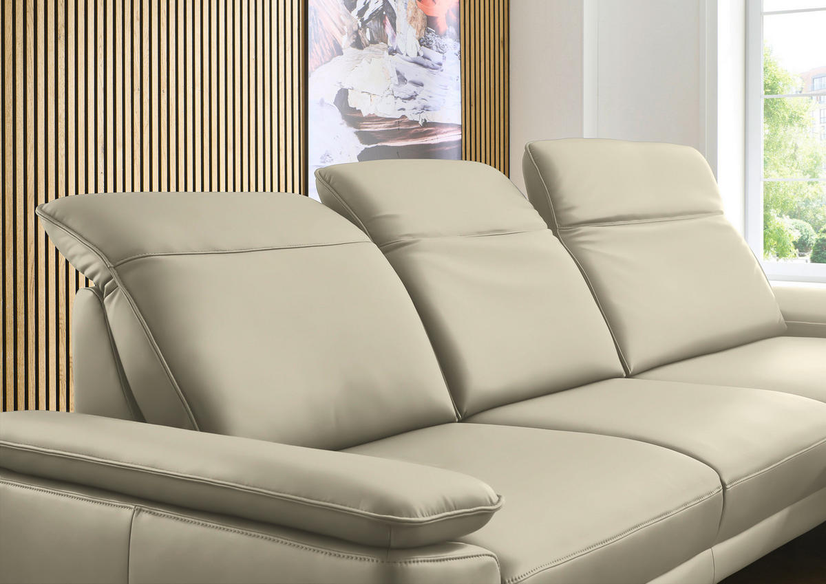 ECKSOFA in Echtleder Naturfarben  332/193 cm  - Schwarz/Naturfarben, Design, Leder/Metall (332/193cm) - Dieter Knoll