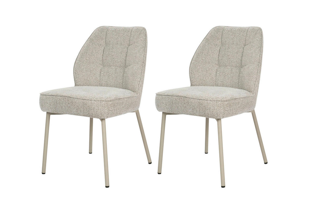 STUHL-SET 2 Stück  Chenille  Beige  - Beige, MODERN, Textil/Metall (48/84/62cm) - MID.YOU