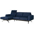 ECKSOFA in Struktur Blau  - Blau/Schwarz, Design, Textil/Metall (157/262cm) - Novel