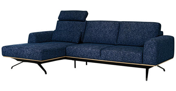 ECKSOFA in Struktur Blau  - Blau/Schwarz, Design, Textil/Metall (157/262cm) - Novel