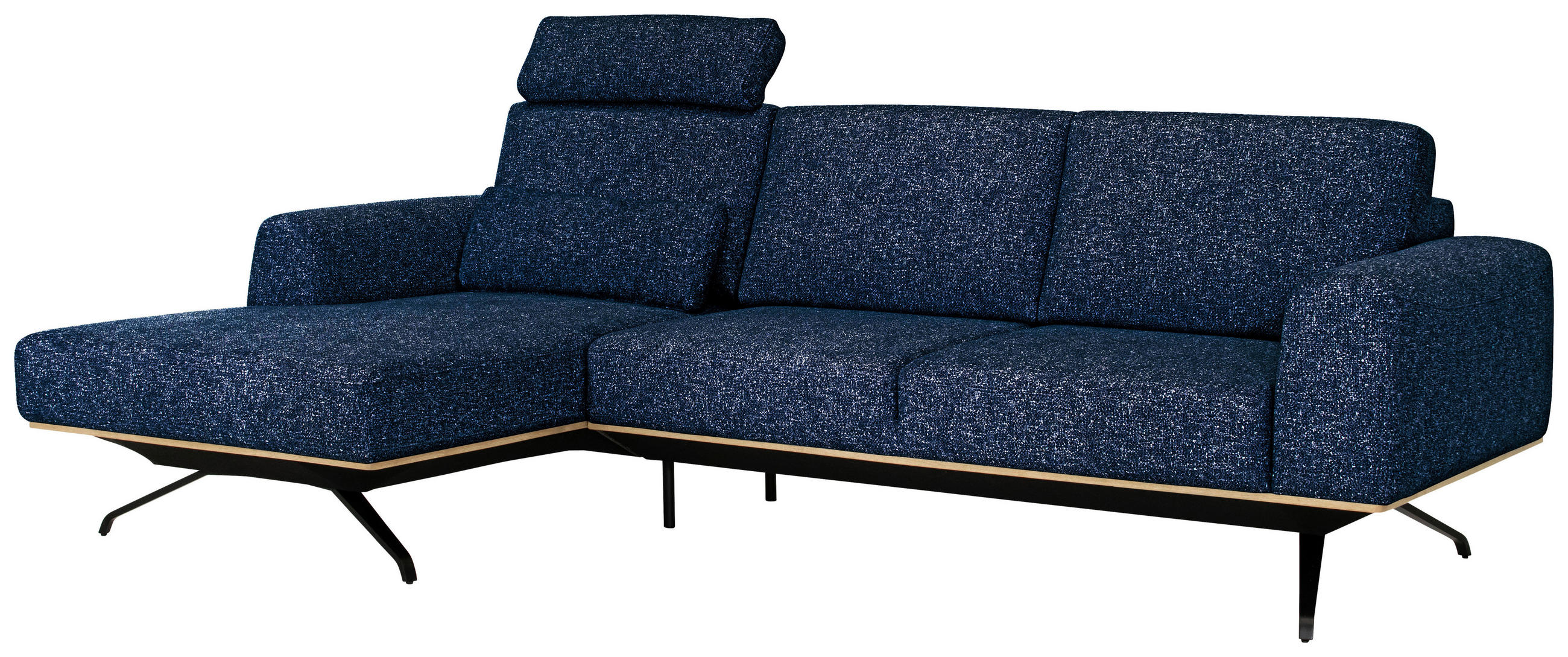 ECKSOFA Blau Struktur  - Blau/Schwarz, Design, Textil/Metall (157/262cm) - Novel