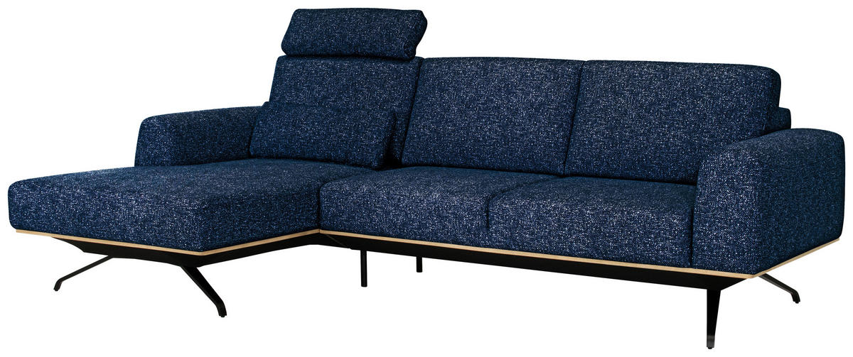 ECKSOFA in Struktur Blau  - Blau/Schwarz, Design, Textil/Metall (157/262cm) - Novel