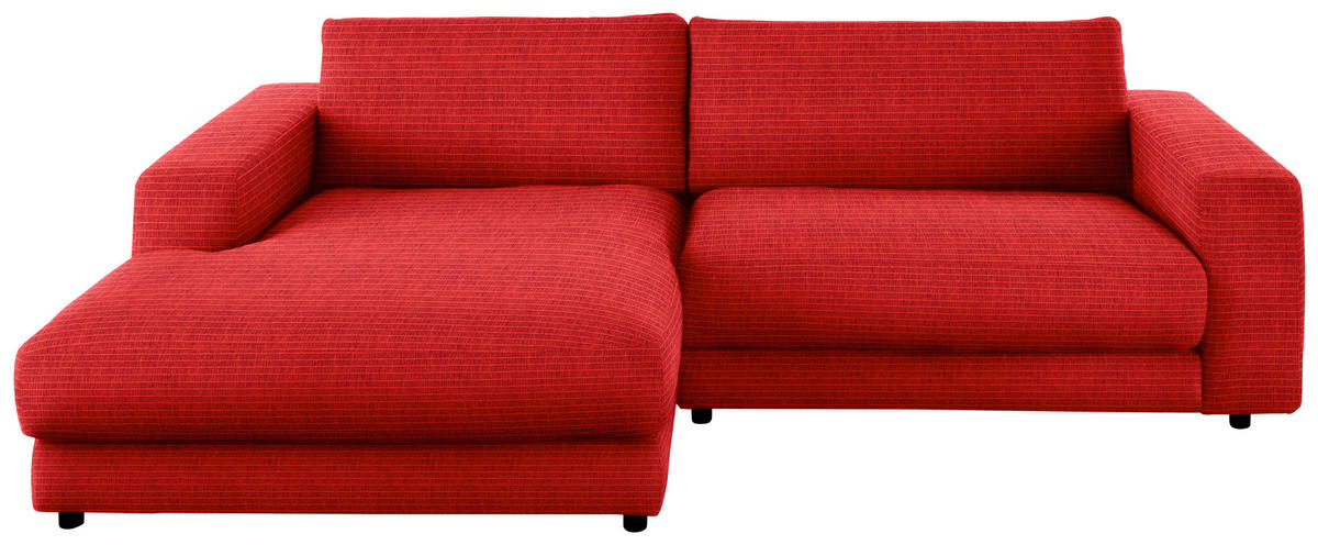 ECKSOFA  in Chenille Orange  190/270 cm  - Schwarz/Orange, Design, Kunststoff/Textil (190/270cm) - Lomoco
