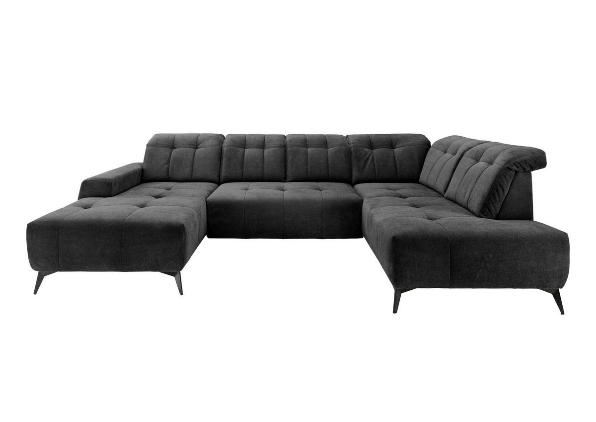 WOHNLANDSCHAFT SANO Anthrazit Chenille  - Anthrazit/Schwarz, MODERN, Textil/Metall (180/337/200cm) - Livetastic