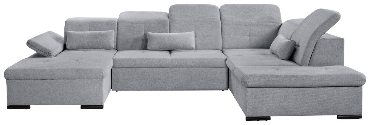 WOHNLANDSCHAFT Grau Chenille  - Grau, KONVENTIONELL, Kunststoff/Textil (240/340/188cm) - Carryhome