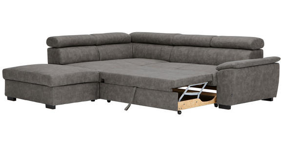 ECKSOFA in Lederlook Grau  - Schwarz/Grau, Design, Kunststoff/Textil (230/263cm) - Hom`in