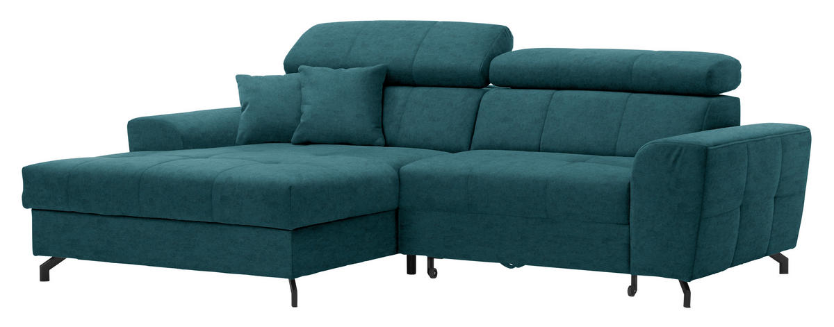 ECKSOFA Petrol Velours  - Petrol/Schwarz, Design, Textil/Metall (181/267cm) - Carryhome