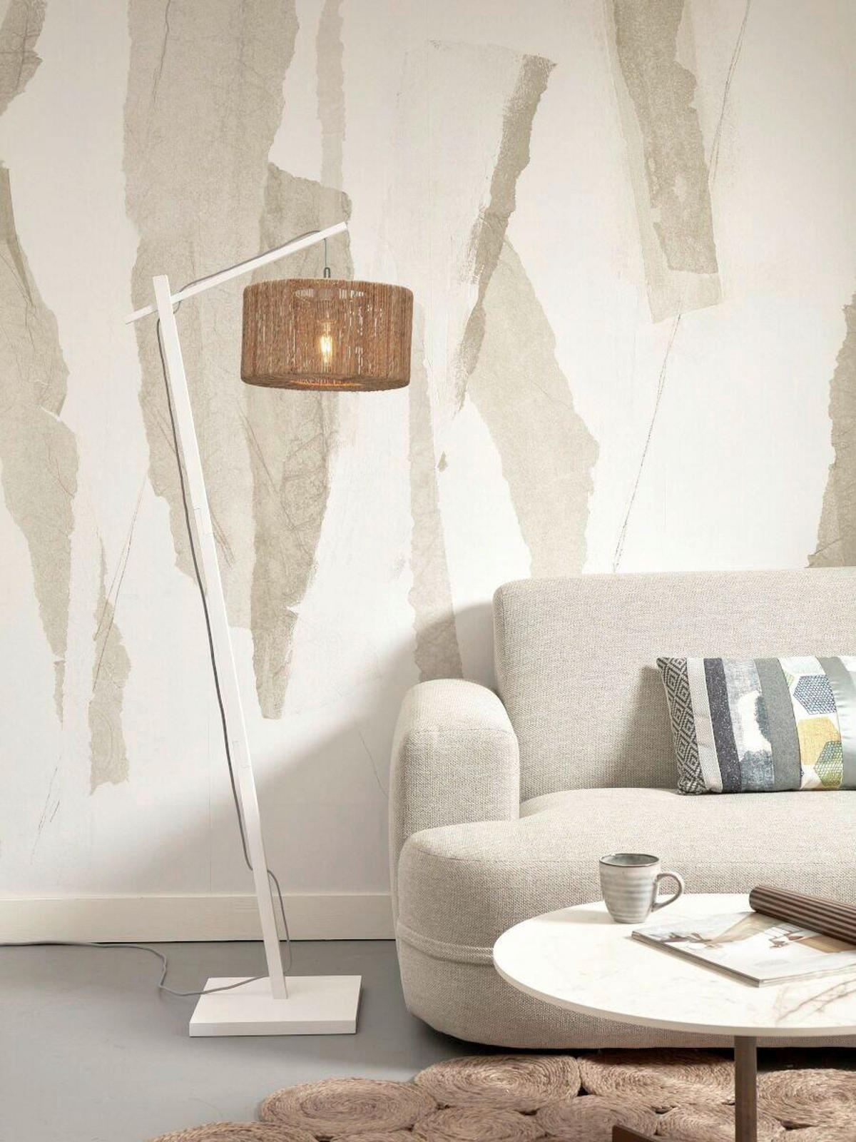 STOJACÍ LAMPA, 57/31/150 cm - bílá/přírodní barvy, Trend (57/31/150cm) - Good & Mojo
