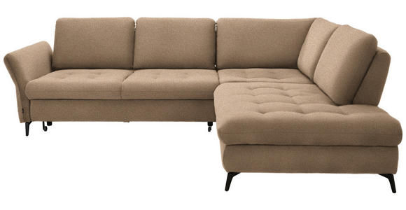 ECKSOFA in Bouclé Hellbraun 288/233 cm - Hellbraun/Schwarz, Natur, Textil/Metall (288/233cm) - Valnatura