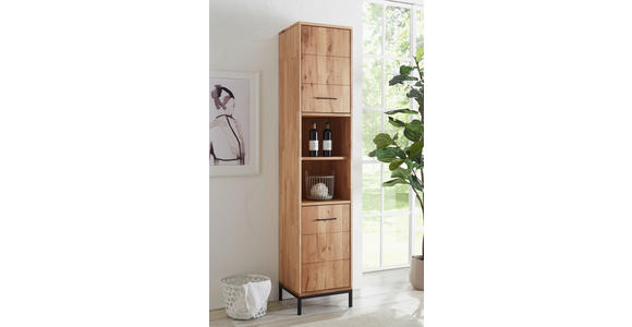 HOCHSCHRANK 40/190/35 cm  - Wildeiche/Schwarz, Basics, Holz/Metall (40/190/35cm) - Linea Natura