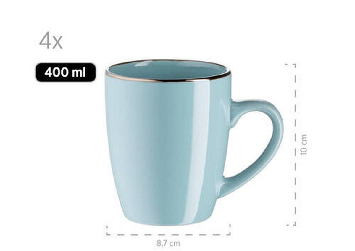KOMBISERVICE Metallic Rim 16-teilig  - Blau, Basics, Keramik (34/31,5/32cm) - Mäser