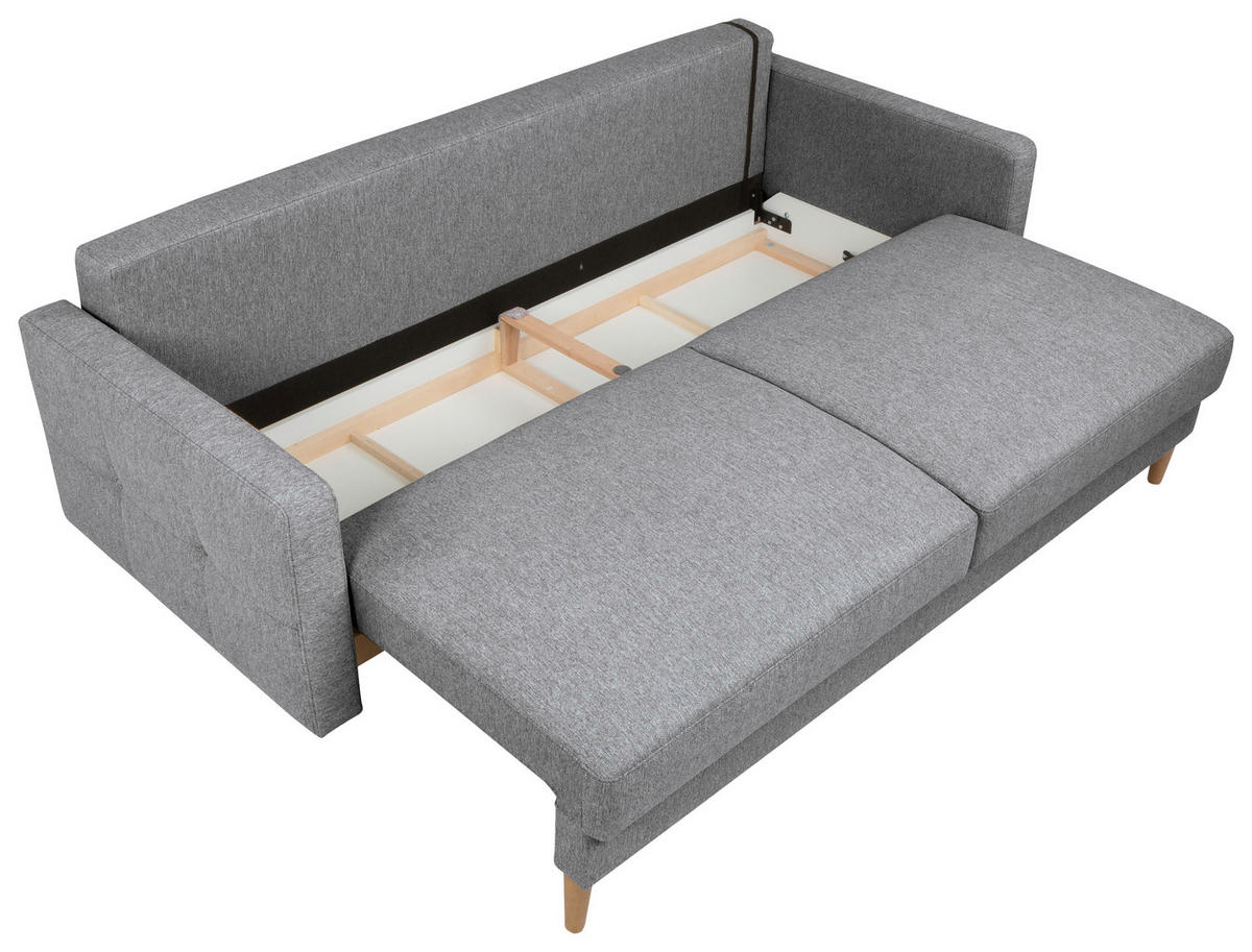 SCHLAFSOFA Flachgewebe Hellgrau  - Eiche Wotan/Hellgrau, KONVENTIONELL, Holz/Textil (222/93/99cm) - MID.YOU