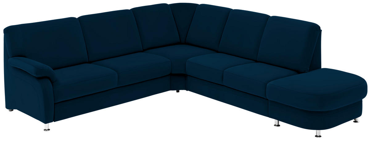 ECKSOFA in Flachgewebe Dunkelblau  - Alufarben/Dunkelblau, Konventionell, Textil/Metall (269/287cm) - Beldomo System