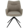 ARMLEHNSTUHL  Sitzfläche 360° drehbar, automatische Rückholfunktion Webstoff Echtleder  - Hellbraun/Schwarz, MODERN, Leder/Textil (57/86,5/61,5cm) - Novel