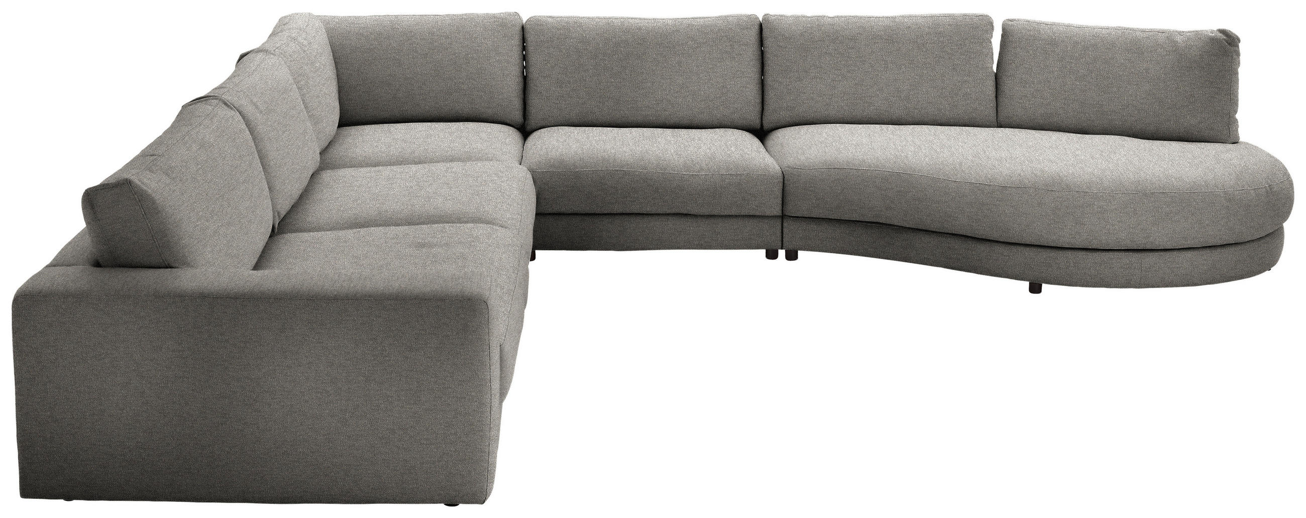 ECKSOFA in Flachgewebe Graubraun  - Graubraun/Schwarz, Design, Kunststoff/Textil (365/425cm) - Lomoco
