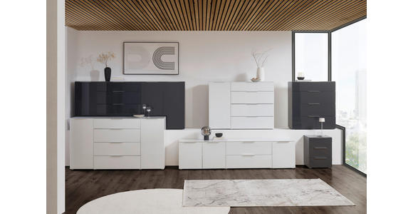 SIDEBOARD in 225/99/42 cm - Anthrazit/Alufarben, Design, Glas/Holzwerkstoff (225/99/42cm) - Voleo