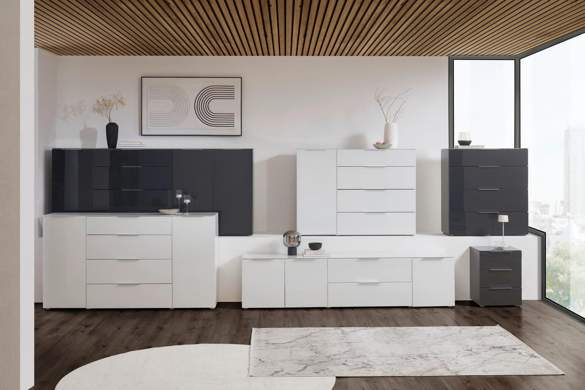 SIDEBOARD 225/99/42 cm  in Anthrazit  - Anthrazit/Alufarben, Design, Glas/Holzwerkstoff (225/99/42cm) - Voleo