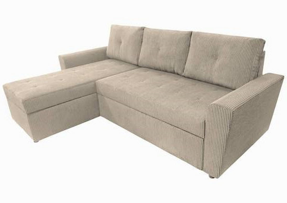 ECKSOFA in Cord Taupe  155/231 cm  - Taupe/Schwarz, Design, Kunststoff/Textil (155/231cm) - MID.YOU