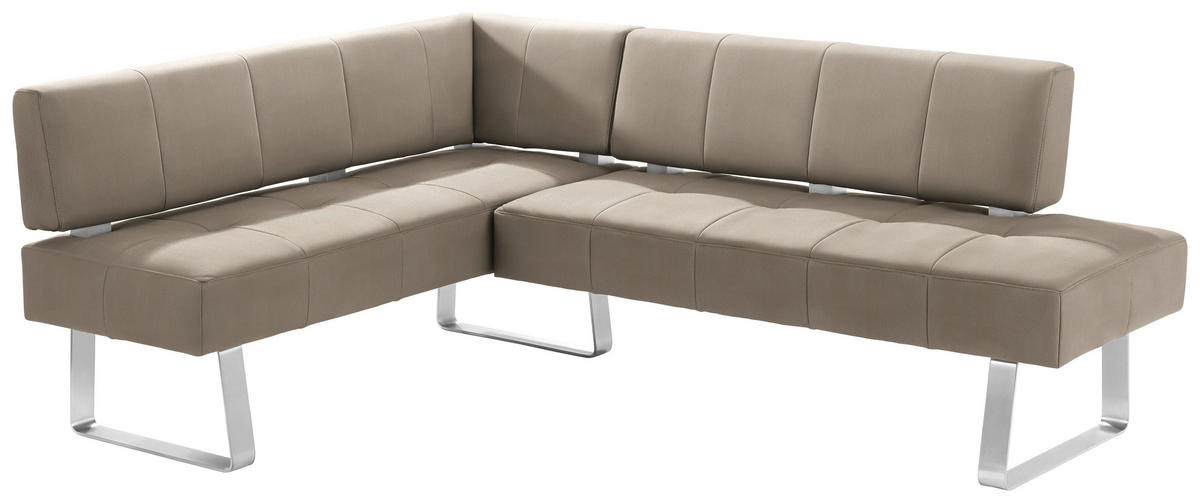 ECKBANK 165/227 cm Mikrofaser Edelstahlfarben, Sandfarben Metall   - Sandfarben/Edelstahlfarben, Design, Textil/Metall (165/227cm) - Moderano